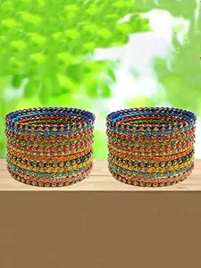 YouBella Set Of 12 Gold Plated Stone-Studded Bangles