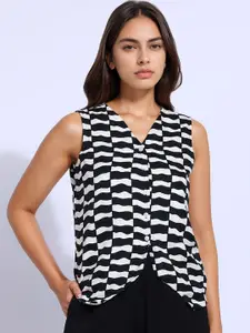 all about you Women Print V-Neck Sleeveless Shirt Style Top