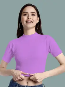 Dream Beauty Fashion Women Ribbed High Neck fitted Top