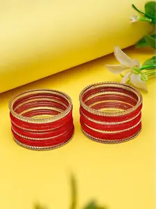 Anouk Set Of 36 Gold Plated Artificial Stones Studded Velvet Bangles