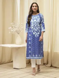 Biba Floral Printed Pure Cotton Straight Kurta