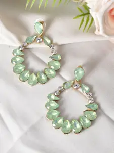 Silvermerc Designs Gold- Plated Teardrop Shaped Artificial Stones Drop Earrings