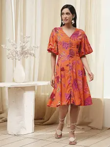 Biba Women Floral Print Puff Sleeve Dress