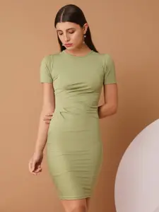 Chemistry Women Round Neck Short Sleeves Above Knee Bodycon Dress