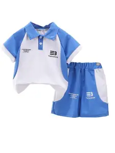 StyleCast x Revolte Boys Colourblocked Polo Collar T-shirt with Shorts