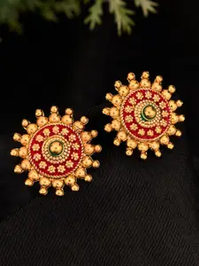 ATIBELLE Gold-Plated Floral Meenakari Work Studs