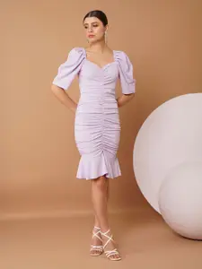 Chemistry Women Solid Regular Sleeve Sheath Sweetheart Neck Dress