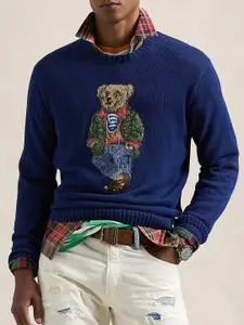 Polo Ralph Lauren Men Polo Bear Printed Pure Cotton Sweater