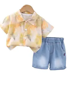 StyleCast x Revolte Boys Printed Shirt Collar Shirt With Shorts
