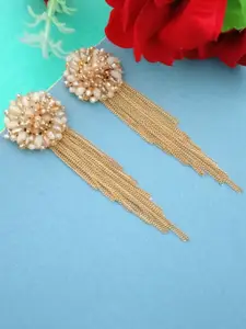 DIVASTRI Gold-Plated Artificial Beads Beaded Contemporary Drop Earrings