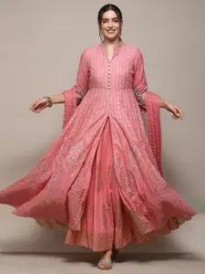 Biba Floral Embroidered Zardozi Ready to Wear Lehenga & Kurta With Dupatta