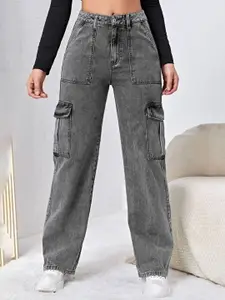 BAESD Women Comfort Regular Fit Light Fade Stretchable Cargo Jeans