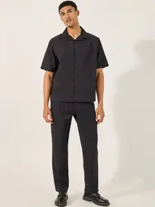 Styli Men Linen Blend Relaxed Fit Shirt and Trousers Co-ord Set