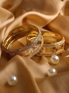 leshya Set Of 2 Artificial Stone-Studded & Beaded Bangles