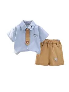 StyleCast x Revolte Boys Printed Shirt Collar Shirt With Shorts