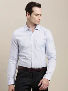 Turtle Men Standard Slim Fit Spread Collar Textured Cotton Formal Shirt