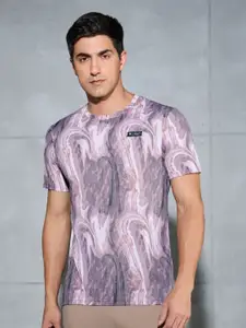 Technosport Men Printed Antimicrobial Slim Fit T-shirt