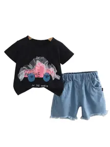 StyleCast x Revolte Girls Printed Round Neck T-shirt With Shorts