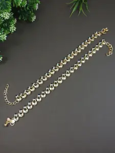 I Jewels Gold-Plated Kundan Studded Anklets