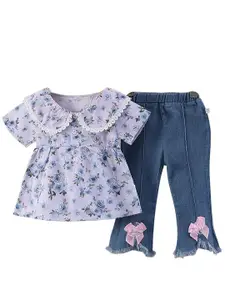 StyleCast x Revolte Girls Floral Printed Round Neck Top With Trousers