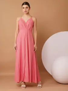 Chemistry Women Solid Shoulder Straps Neck Sleeveless Maxi Warp Dress