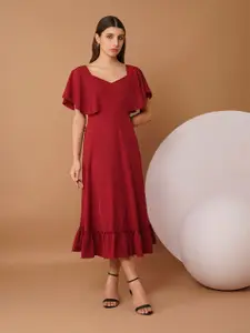 Chemistry Flutter Sleeve Crepe A-Line Midi Dress