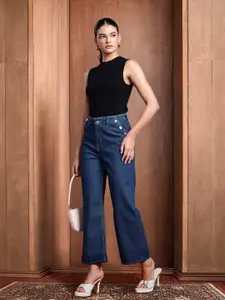 all about you Women Wide Leg High-Rise Light Fade Stretchable Jeans