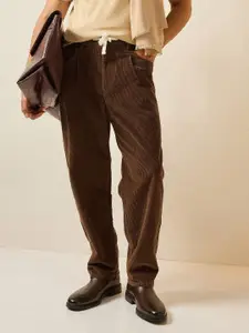 THE BEAR HOUSE Men Baggy Fit Corduroy Pants with Drawstring Waist