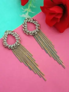 DIVASTRI Gold-Plated Artificial Beads Contemporary Drop Earrings