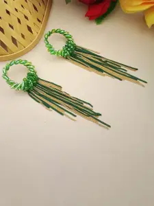 DIVASTRI Gold-Plated Contemporary Artificial Beads Tasselled Drop Earrings