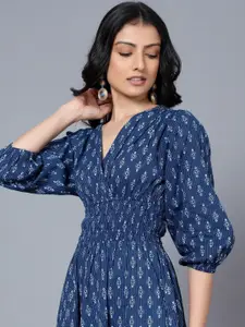 Raiyani Fashion Women Floral Printed Fit & Flare Midi Dress