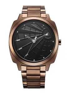 Fastrack Men Brass Dial & Stainless Steel Bracelet Style Straps Analogue Watch 3322QM01