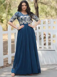 Fashion Basket Women Floral Embroidered Anarkali Gown Dress