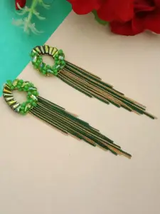 DIVASTRI Gold-Plated Artificial Beads Beaded Contemporary Drop Earrings