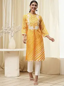 Biba Striped Sequinned Straight Kurta