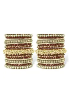 leshya Set Of 2 Stone-Studded & Beaded Gajra Bangles