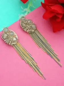 DIVASTRI Gold-Plated Artificial Beads Beaded Contemporary Drop Earrings