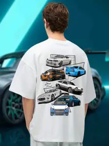 PRONK Men Graphic Printed Round Neck Cotton Oversized T-shirt