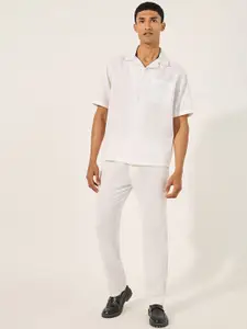 Styli Men Linen Blend Relaxed Fit Shirt and Trousers Co-ord Set