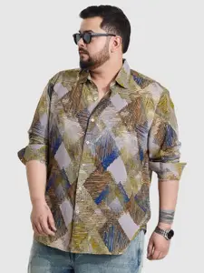 Snitch Men Plus Size Classic Regular Fit Spread Collar Abstract Printed Casual Shirt