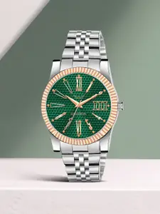 LOUIS DEVIN Men Brass Embellished Dial & Stainless Steel Bracelet Style Straps Analogue Watch LD-CP059-GRN