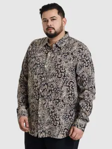 Snitch Men Plus Size Classic Regular Fit Spread Collar Abstract Printed Casual Shirt