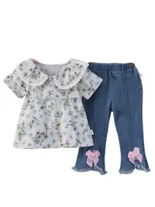 StyleCast x Revolte Girls Floral Printed Round Neck Top With Trousers