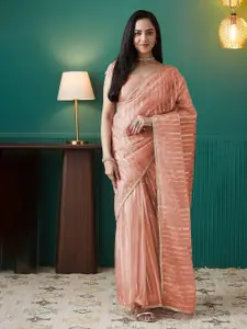 RACHNA Striped Embroidered Organza Ready to Wear Saree