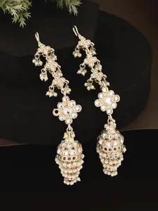 ATIBELLE Gold-Plated Kundan Studded Contemporary Drop Earrings