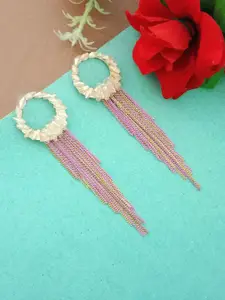 DIVASTRI Gold-Plated Artificial Beads Beaded Contemporary Drop Earrings