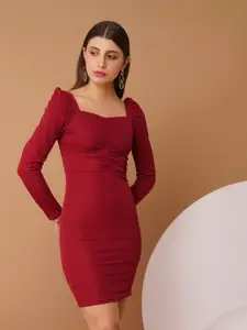 Chemistry Women Puff Sleeves Bodycon Dress