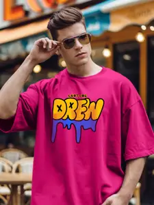 Leotude Men Typography Printed Round Neck Cotton Relaxed Fit T-shirt