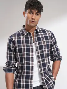 HIGHLANDER Men Comfort Relaxed Fit Spread Collar Tartan Checked Cotton Casual Shirt