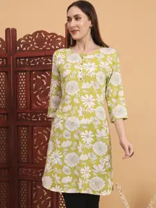 Anouk Rustic Floral Printed Round Neck Three-Quarter Sleeves Straight Kurta